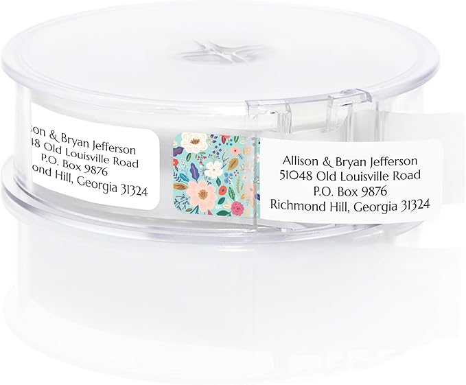Multi-Floral Print Rolled Address Labels / 500 Personalized Return Address Labels/Designer Address Stickers in Elegant Plastic Dispenser-DeskLoop Office