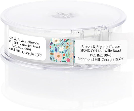Multi-Floral Print Rolled Address Labels / 500 Personalized Return Address Labels/Designer Address Stickers in Elegant Plastic Dispenser-DeskLoop Office