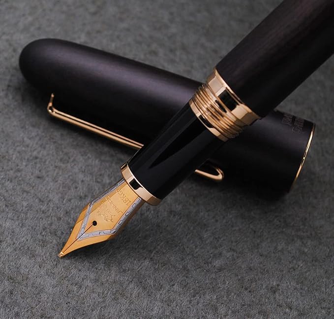 JINHAO 9036 Natural Wood Fountain Pen Handmade Ink Pen (Medium Nib 0.7mm, Ebony Wood)-DeskLoop Office