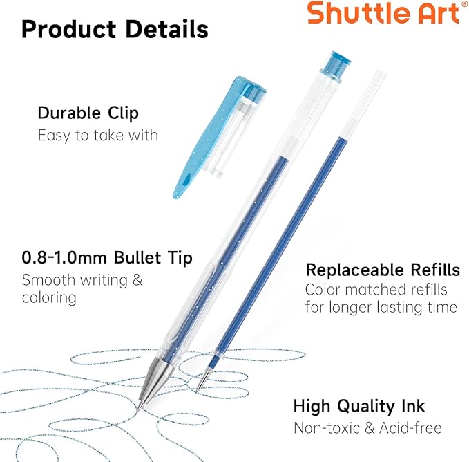 Shuttle Art 360 Pack Gel Pens Set, 180 Colors Gel Pen Set Plus 180 Color Refills Perfect for Adult Coloring Books Doodling Drawing Art Markers-DeskLoop Office
