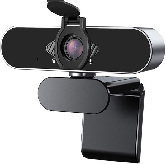 Webcam 1080P HD with Microphone & Privacy Cover, USB Web Cam with Live Streaming HD Video for Mac, PC, Computer and Laptop, Wide Angle Lens 1080P Web Camera with 360 Degree Flexible Mount-DeskLoop Office