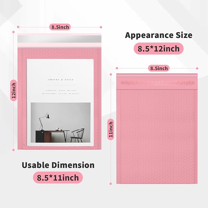 Bubble Mailers 8.5x11inch 40Pack Pink Bubble Mailers Self-Seal Padded Mailing Envelopes Bubble Opaque Padded Mailer for Small Businesses to Package and Mail Jewelry Cosmetics#2-DeskLoop Office