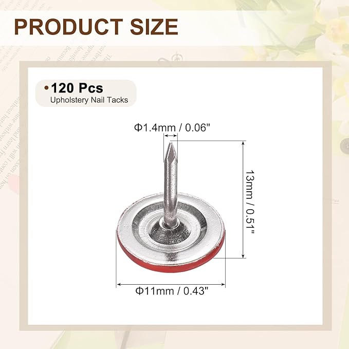 uxcell 120Pcs Push Pins, 11mmx10mm Round Flat Head Decorative Thumb Tacks Upholstery Tacks for Cork Board Office Wall Hangings, Red-DeskLoop Office