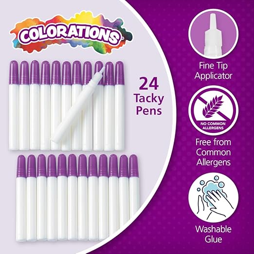 Colorations Tacky Glue Pens Classroom Supplies for Arts and Crafts Projects (Pack of 24), Quick Dry, Bulk Classroom Glue-DeskLoop Office