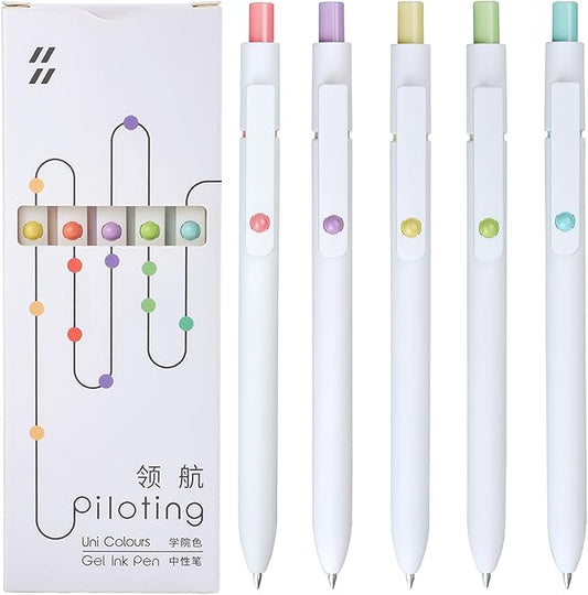 Gel Pens, 5Pcs 0.5mm Fine Point Pens With Smooth Wirting,Quick Dry Aesthetic Pens For Journaling, Ballpoint for Office School Supplies,Gifts for Women Men Student(Ivory White)-DeskLoop Office