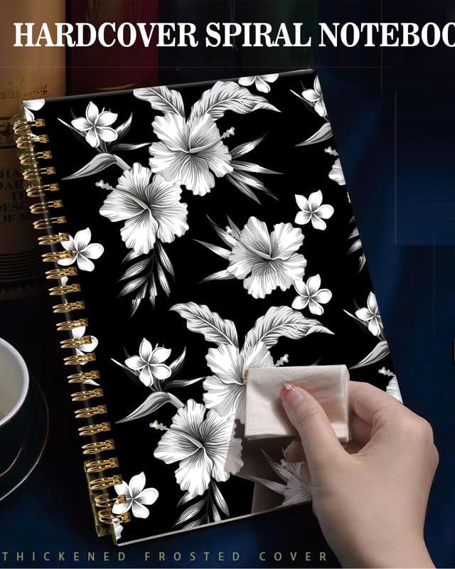 Spiral Journal Notebook,A5 Hardcover Lined Journals for Women Girl 6 x 8.3 in,120 Pages Thick Paper,Cute College Ruled Writing Notebook for Gifts Office Work School(Tropical Hibiscus Flower)-DeskLoop Office