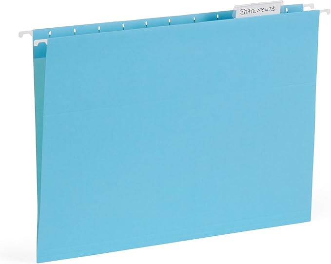 25 Blue Summit Supplies Pretty Hanging File Folders, Pastel Gem Tone Assorted Colors, Cute Hanging File Folders with Plastic Tab Inserts, Holds Letter Size Documents-DeskLoop Office