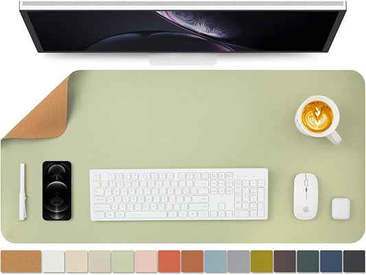Cork Desk Mat - Dual-Sided Desk Pad for Office and Home - Desk Organization and Accessories - Ideal for Large Mouse Pad and Desk Mats on Top of Desks(Light Green,36"x 17")-DeskLoop Office