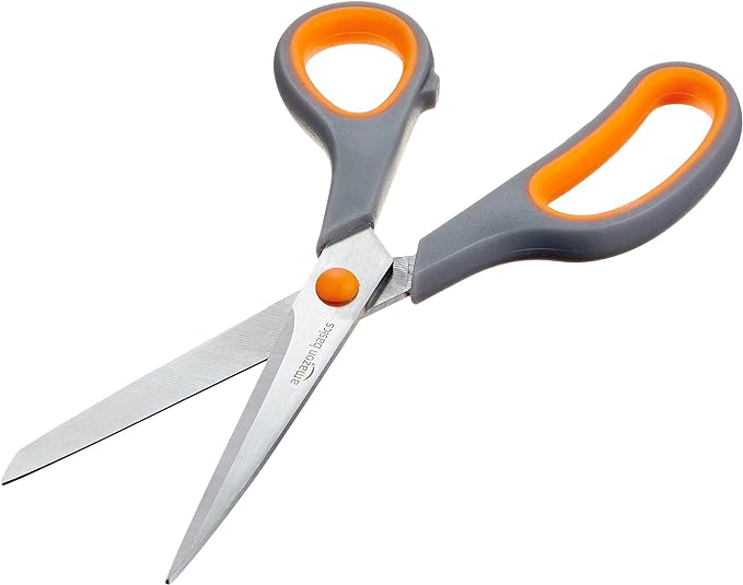 Amazon Basics Stainless Steel Scissors for Office, Crafts, Multipurpose, Sharp, Comfort Grip, PVD Coated, 3 Pack, Multicolor-DeskLoop Office