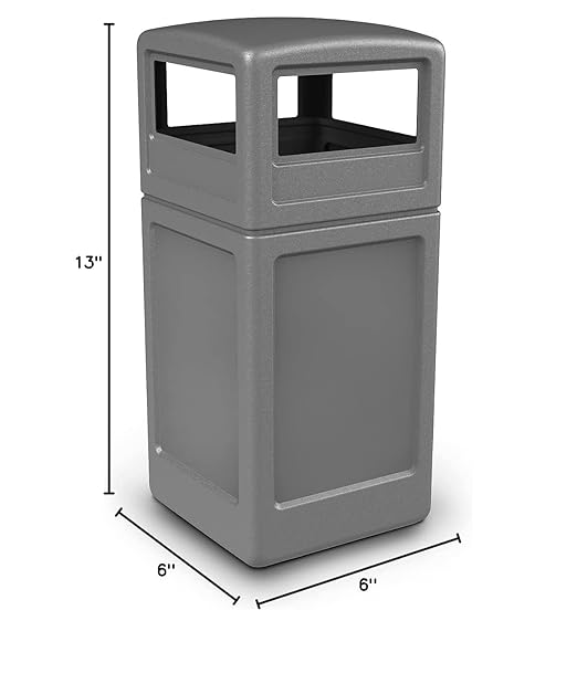 Commercial Zone-73290399 PolyTec 42 Gallon Square Waste Container with Dome Lid Color: Gray-DeskLoop Office