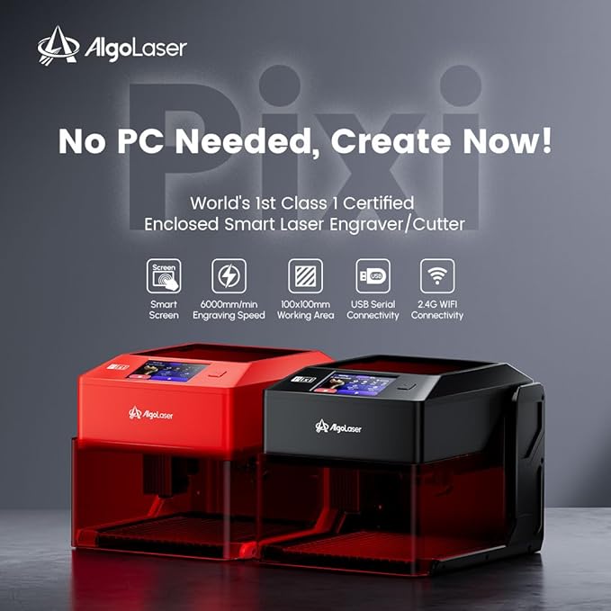 AlgoLaser 10W Laser Engraver Machine: Portable & Smart with 3.5" Touch Screen, Hand Drawing/Wireless/SD Card/Offline Engraving, AlgoOS 2.0 Self Developed System for Wood, Acrylic, Leather-DeskLoop Office