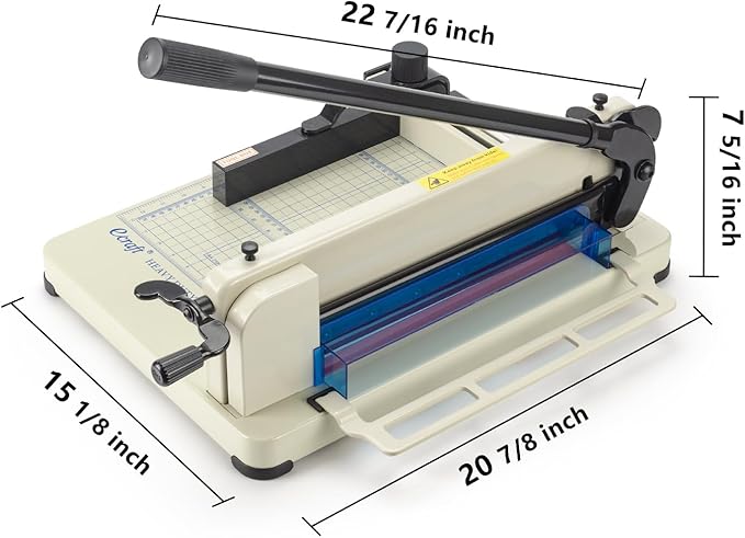 Ecraft Heavy Duty 12" Guillotine Paper Cutter - 400 Sheet Capacity,Solid Steel with HSS Blade,Industrial Commercial Trimmer for Office,School,Print Shop,Safety Lock & Clear Grids-DeskLoop Office