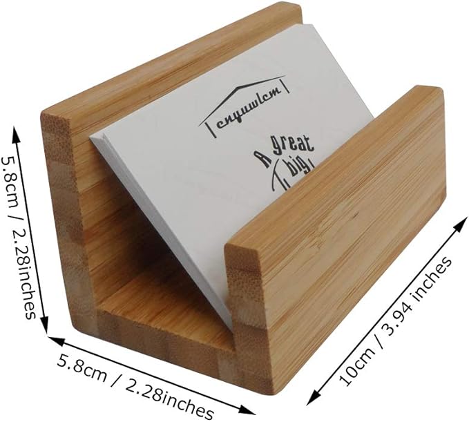enyuwlcm 1 Pack Bamboo Wood Desktop Business Card Holder for Desk Sturdy Business Card Display Stand for Office Suitable for Men Women-DeskLoop Office