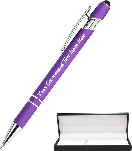 Personalized Ballpoint Pen 1pcs, Custom Pens Free Engraved Bulk with Name Logo, Soft Black Ink Stylus with Touch Metal Office, Gift for Anniversaries, Graduations, Birthdays-DeskLoop Office