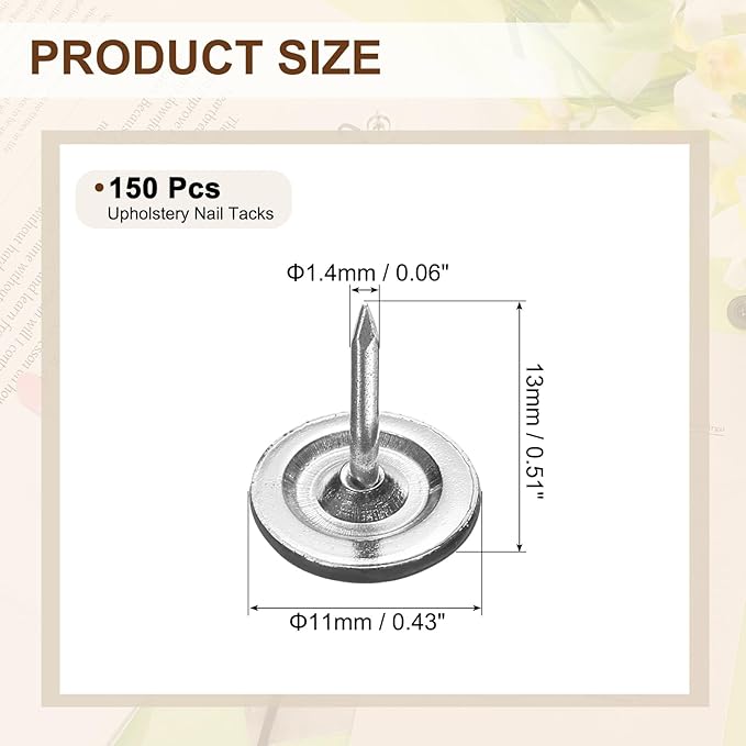 uxcell 150Pcs Upholstery Tacks, 11mmx13mm Flat Head Thumb Tack Decorative Furniture Nails Push Pins for Furniture Sofa Headboards, Black-DeskLoop Office