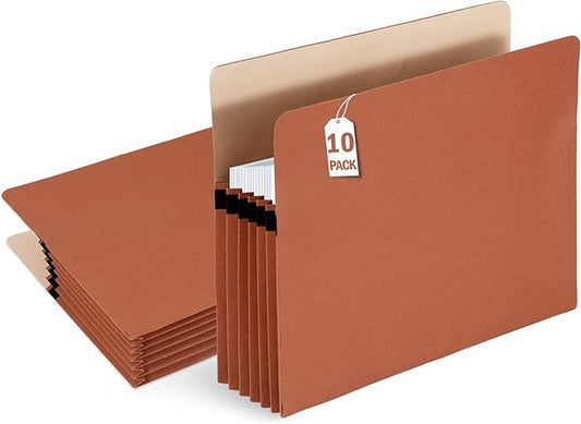 10 Packs Expanding File Pockets,5-1/4"" Expandable Folder Bag,Expandable File Folders Letter Size,Accordion File Organizer for Office,School,Home,Kraft-DeskLoop Office