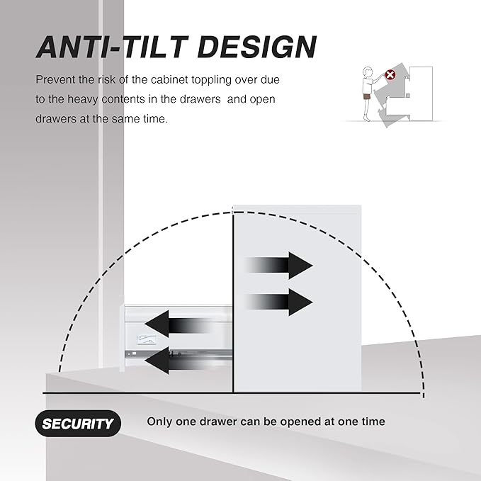 2 Drawers Mobile File Cabinet, Metal Under Desk Cabinet with Lock, for Office & Home, Legal/Letter Size, W14.57”x D17.36”x H25.79”, Assembly Required(White)-DeskLoop Office