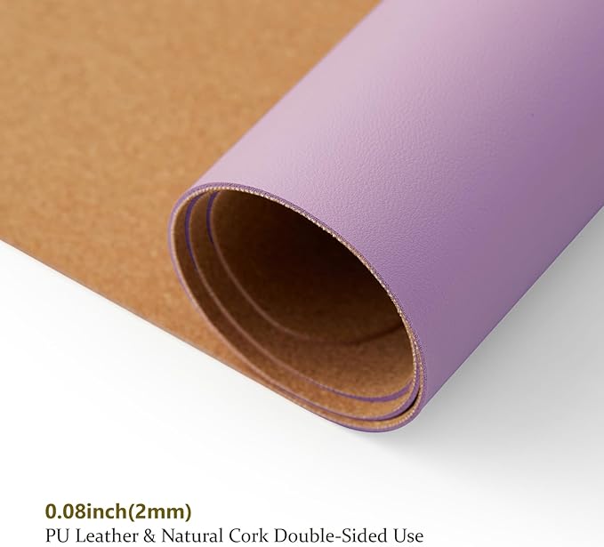 Cork Desk Mat - Small Dual-Sided Desk Pad for Office and Home - Desk Organization and Accessories - Ideal for Large Mouse Pad and Small Desk Mats on Top of Desks(Purple,23.6"x 13.8")-DeskLoop Office