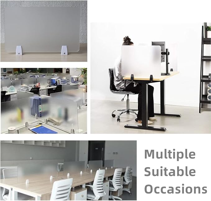 4PCS Desk Dividers Office Partitions, Privacy Desk Panel Protective, Frosted Acrylic Plexiglass Shield with Clamps for Offices Schools Call Centers - 23.6”L X15.8”W-DeskLoop Office