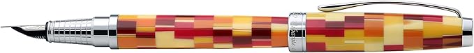 Xezo Urbanite Fine Point Fountain Pen. Retro Red, Yellow, Orange, and Cream Colors with Chrome Plating. Limited Edition and Serialized. No Two Alike-DeskLoop Office
