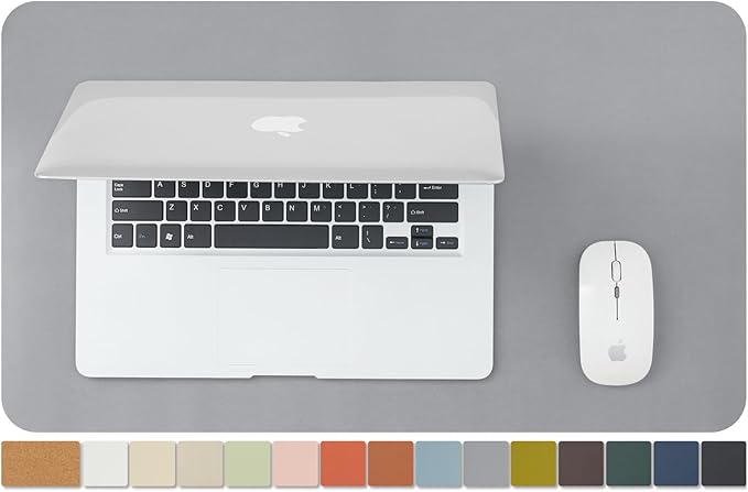 Cork Desk Mat - Small Dual-Sided Desk Pad for Office and Home - Desk Organization and Accessories - Ideal for Large Mouse Pad and Small Desk Mats on Top of Desks(Gray,23.6"x 13.8")-DeskLoop Office