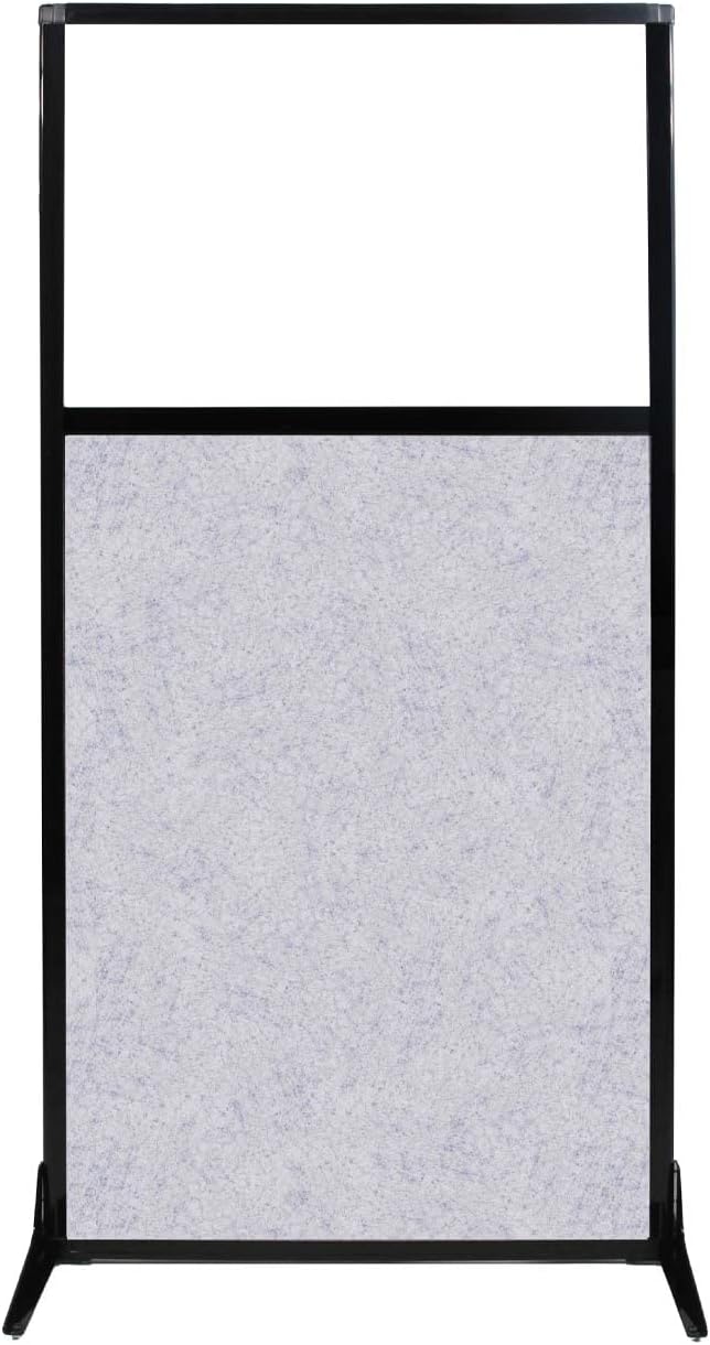 Versare Office Workstation Screen | Portable Wall Divider | Modern Cubicle | Freestanding Privacy Screen | Flexible Work Space | 1 Panel | 33" Wide x 70" Tall Marble Gray SoundSorb Panels with Window-DeskLoop Office