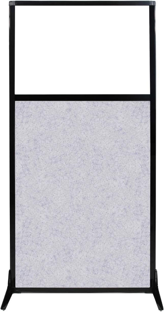 Versare Office Workstation Screen | Portable Wall Divider | Modern Cubicle | Freestanding Privacy Screen | Flexible Work Space | 1 Panel | 33" Wide x 70" Tall Marble Gray SoundSorb Panels with Window-DeskLoop Office