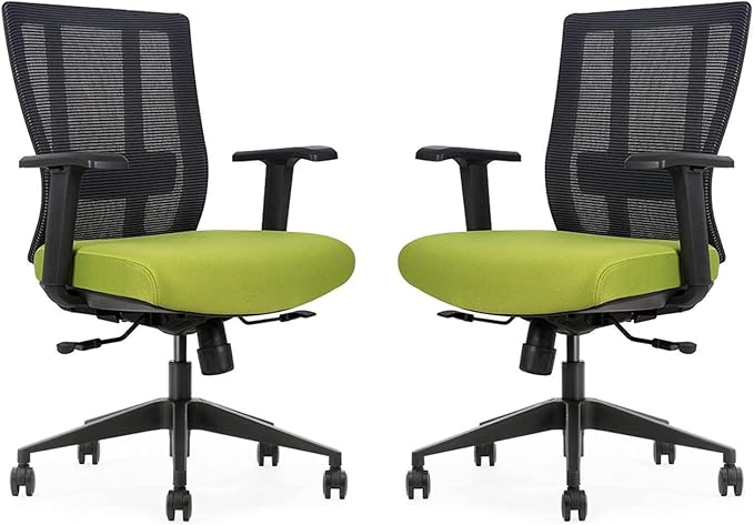 Ergonomic Office Chair - Breathable MESH - Back Adjustable Lumbar Support with 3-D ARMRESTS TILT Function and 360-DEGREE Swivel Wheels Comfortable Wide SEAT - Home Office Chair (Green) Pack of 2-DeskLoop Office