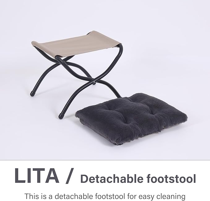 LITA Folding Upholstered Footrest Stool, Modern Small Portable Accent Ottoman with Detachable Thick Cotton Cushion Padded Sofa Stool with Metal Frame for Lazy Chair, Living Room & Bedroom-DeskLoop Office
