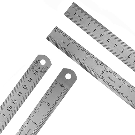 6 Inch Metal Ruler Set Stainless Steel Straight Edge Rules with Inch/Metric Scale, 10 Pack-DeskLoop Office