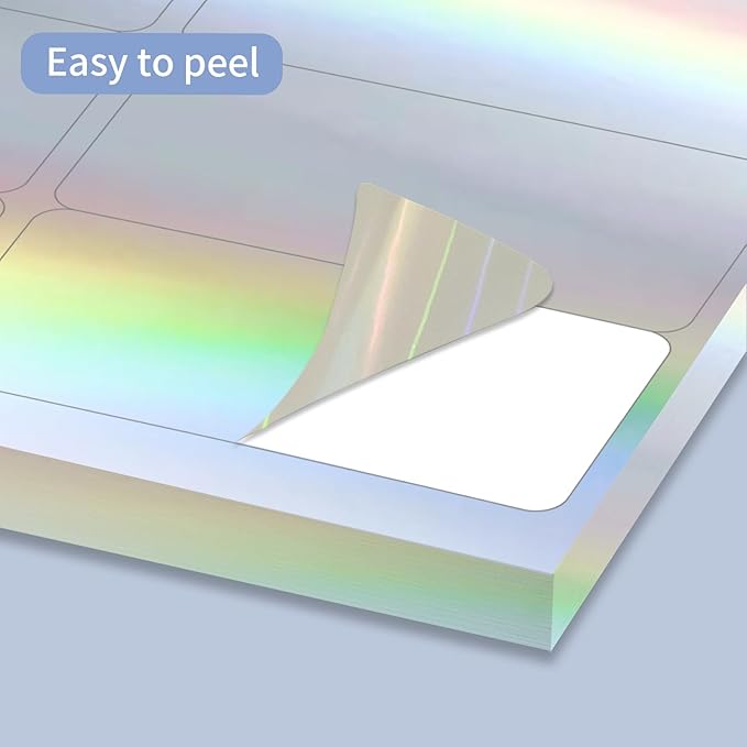 STARLIBOO Shipping Labels Stickers, 2"×4" Printable Holographic Mailing Labels for Laser/Inkjet Printing- Matte, Permanent Adhesive Sticker (Holographic Silver)-DeskLoop Office
