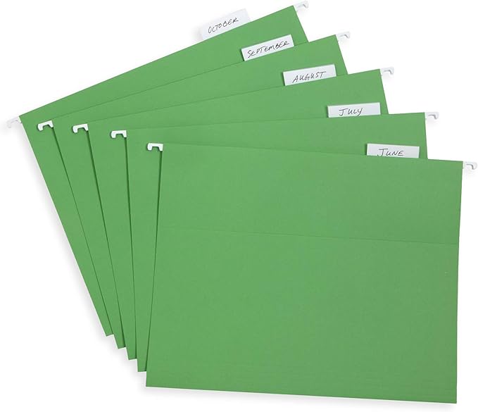 Blue Summit Supplies Hanging File Folders, 25 Reinforced Hang Folders, Designed for Home and Office Color Coded File Organization, Letter Size, Green, 25 Pack-DeskLoop Office