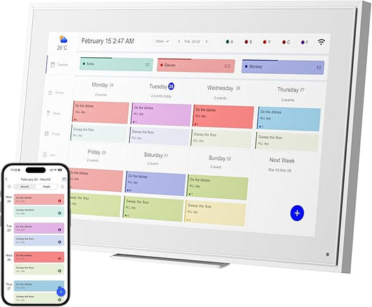 15.6-inch Wall Digital Calendar,2025 Smart WiFi Calendar & Chore Chart,Full HD Touchscreen Interactive Display for Family Schedules-Wall/Desk Mountable Planner,Meeting Reminders & Deadline Tracking-DeskLoop Office