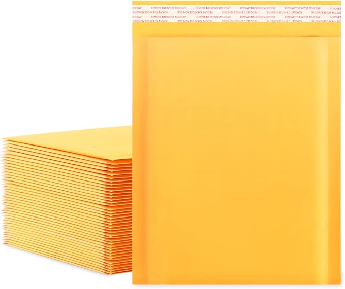 packbabol Kraft Bubble Mailers 8.5x11 Inch 50 Pcs,Small Self-Sealing Mail Shipping Bags,Yellow Padded Envelopes #2-DeskLoop Office