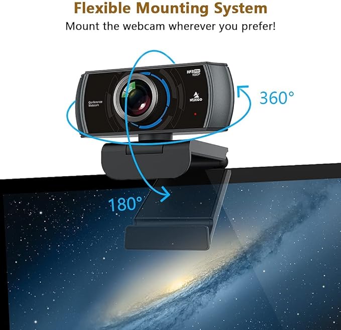 NexiGo N980P 1080P 60FPS Webcam with Microphone and Software Control, USB Computer Camera, Built-in Dual Noise Reduction Mics, 120° Wide-Angle for Zoom/Skype/FaceTime/Teams, PC Mac Laptop Desktop-DeskLoop Office
