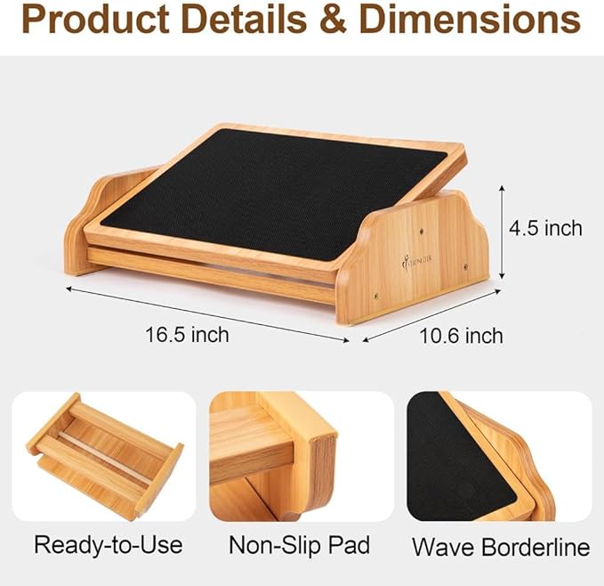 StrongTek Ergonomic Rocking Foot Rest for Under Desk, Adjustable Foot Stool with Non-Slip Surface, Three Positions for Comfort & Stability, Enhances Posture & Circulation, Ideal for Office & Home Use-DeskLoop Office