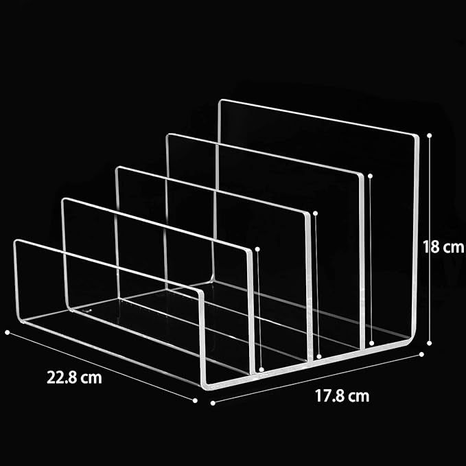Acrylic File Organizer, 4Sections Clear Desk Organizer for Home Office, Desktop File Folder, Acrylic Mail Organizer Countertop for Notebook, Document and Paper, Clear File Holder,1Pcs-DeskLoop Office