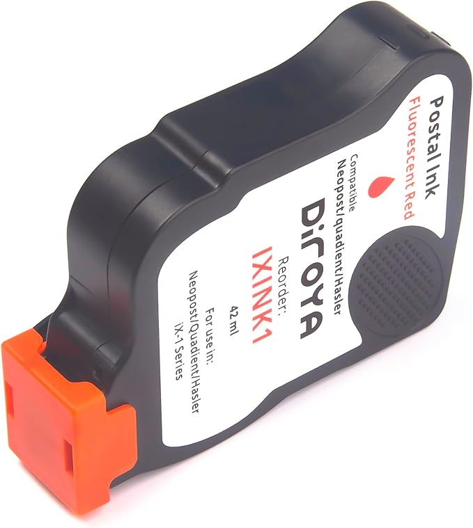 IXINK1 Ink Cartridge High Yield Replacement for Neopost Quadient Hasler iX-1 Series Franking Machine A0146668 Fluorescent Red Postage Meter Ink-DeskLoop Office