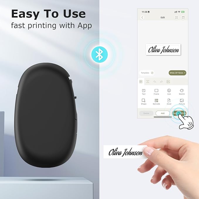 SUPVAN E10 Bluetooth Label Maker Machine with 3 Tapes, Continuous Waterproof Label, Versatile App with 35 Fonts and 1k+ Icons, Inkless Labeler for Home, Kitchen, School, Office Organization, Black-DeskLoop Office