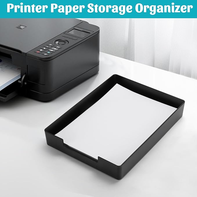 Letter-Size Tray Desk Letter Tray Paper Tray, Sturdy Heavy-Duty Plastic Printer Paper Tray, Single-Tier Stackable File Storage Organizer for Office Home (2, Black)-DeskLoop Office