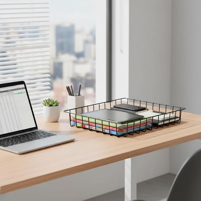 Paper Organizer for Desk Metal Paper Tray Large Capacity Letter Tray File - Image 8