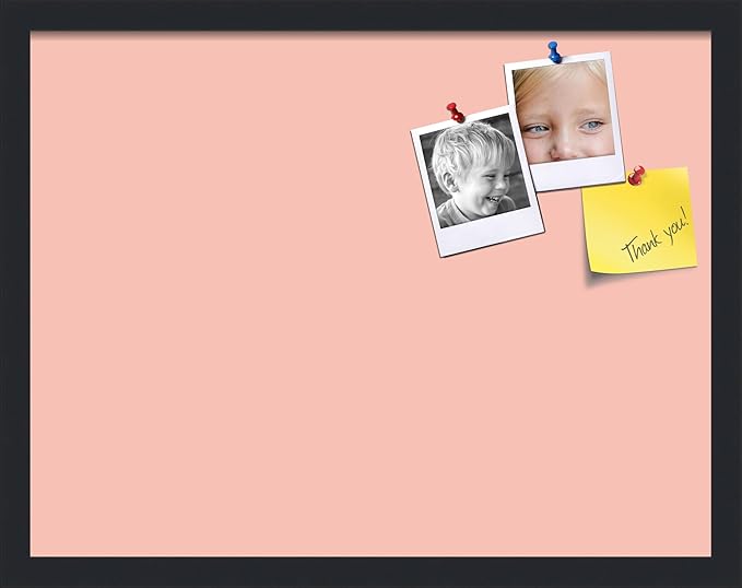 PinPix 22x17 Inch Cork Bulletin Board. This Decorative Framed Pin Board Comes with Pink Pastel Design and a Satin Black Frame. Ideal for Home Office Decor or Message Board (PinPix-1813)-DeskLoop Office