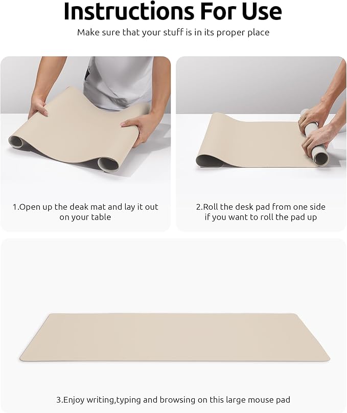 YSAGi Leather Desk Pad Protector, Large Mouse Pad, Non-Slip PU Leather Desk Blotter, Waterproof Writing Pad for Office and Home (31.5" x 15.8", Eggshell)-DeskLoop Office