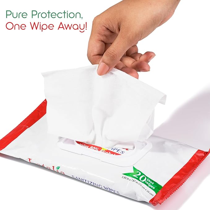 Hand Wipes | 80% Alcohol Hand Sanitizer Wipes for Hands & Face Moisturizing, Gentle, Convenient and Fragrance Free (Pack of 2, 20 Counts)-DeskLoop Office