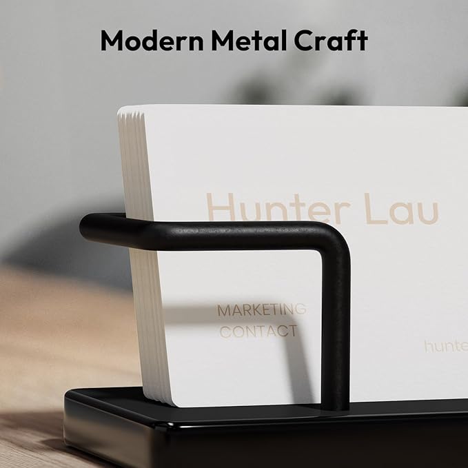 NIUBEE Acrylic Business Card Holder: Metal Business Card Display Stand for Desk - Frosted Gift Card Organizer for Office, Reception, Desktop (Black) - 2pack-DeskLoop Office