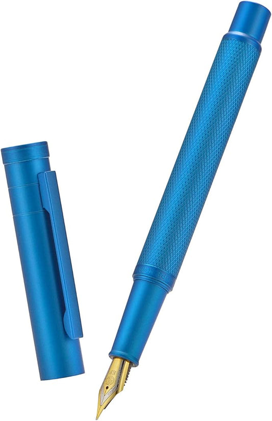 Asvine Blue Forest Fountain Pen Fine Nib, Classic Design with Converter and Metal Pen Case, The Light of Hope Serise-DeskLoop Office