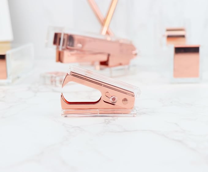 NatSumeBasics Clear Acrylic Staple Remover 2pcs Rose Gold Cute Staple Stapler - Image 7