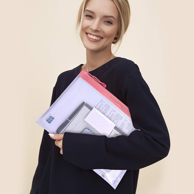 Zipper Pouch, Wisdompro 4 Packs Durable Letter Size Waterproof Mesh File Bag - Image 9