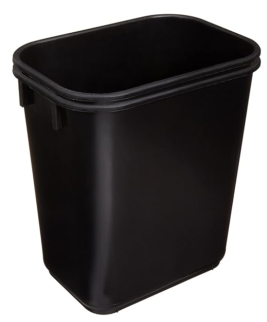 Amazon Basics Small Trash Can, Rectangular Commercial Office Wastebasket, 3 Gallon (Pack Of 2), Black (Previously AmazonCommercial brand)-DeskLoop Office