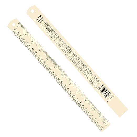 PATIKIL 30cm/12 Metal Ruler, 2 Pack Aluminum Alloy Rulers with Centimeters, Millimeters, Inches and Conversion Table Straight Edge Ruler for Writing Machinist Drafting, Yellow-DeskLoop Office